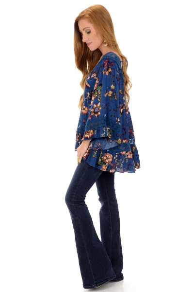 Blue Boho Top