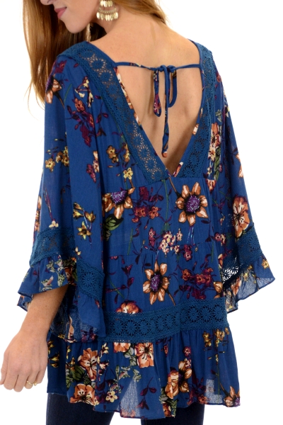 Blue Boho Top