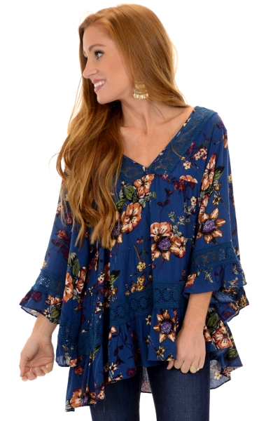 Blue Boho Top