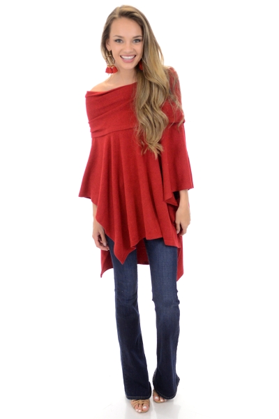 Classic Poncho, Red