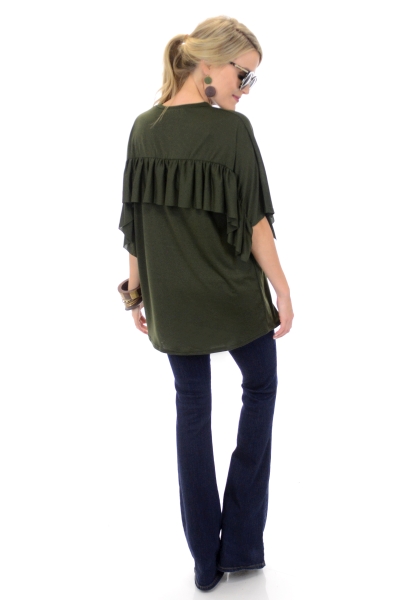 Ruffle Me Crazy Top, Olive