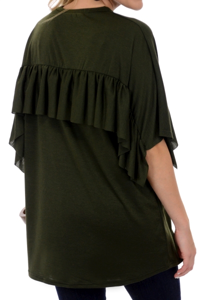 Ruffle Me Crazy Top, Olive