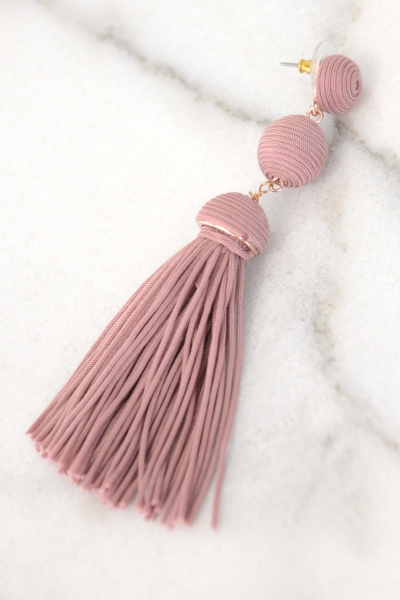 Steppin Out Tassel Earring, Mauve