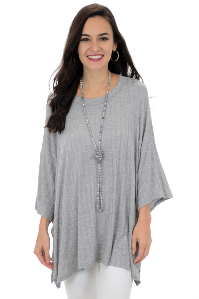 Wide Ribbed Top, Grey