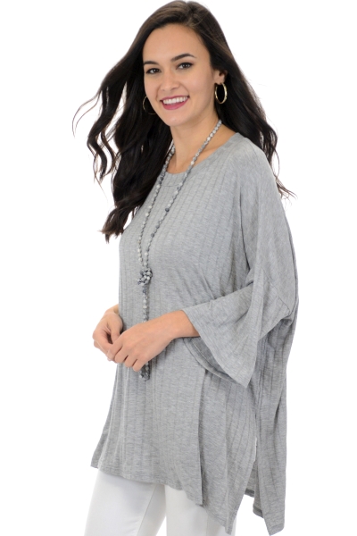 Wide Ribbed Top, Grey