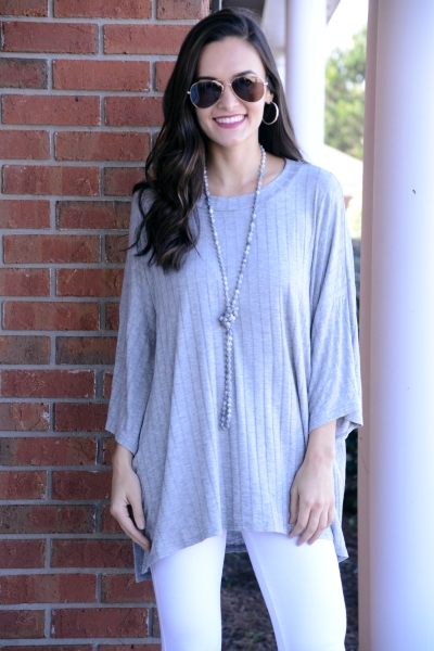 Wide Ribbed Top, Grey