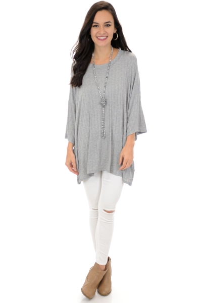 Wide Ribbed Top, Grey