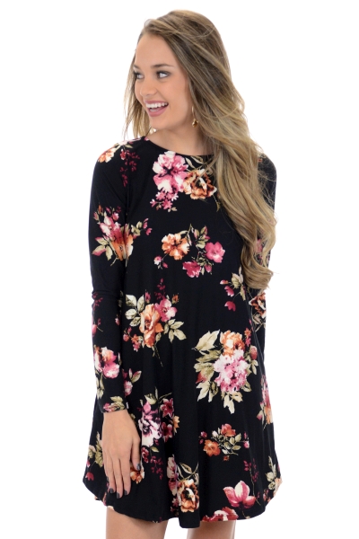 Pocket Dress, Black Floral
