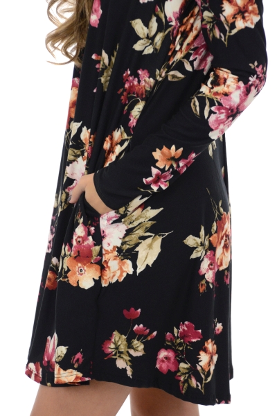 Pocket Dress, Black Floral