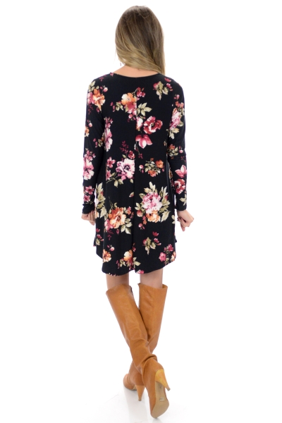 Pocket Dress, Black Floral