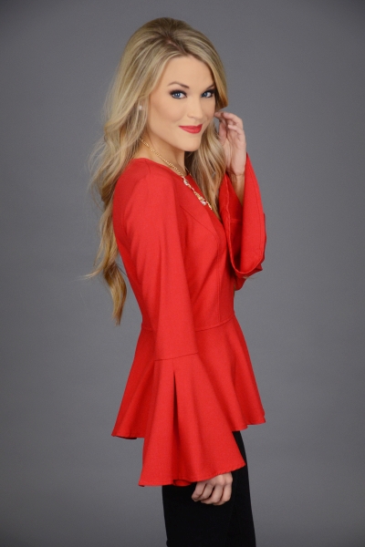 Party Peplum Top, Red