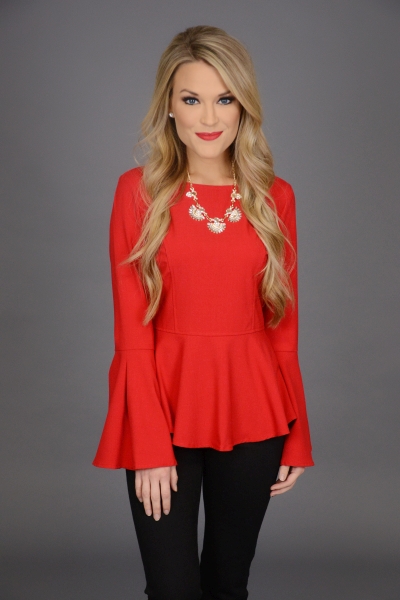 Party Peplum Top, Red