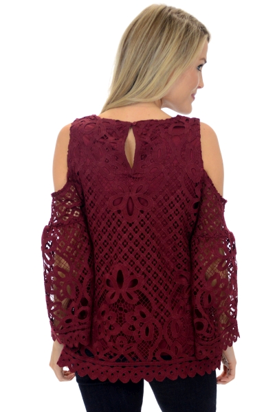 Laced In Love Top, Burgundy