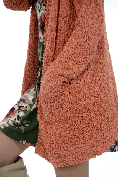 Popcorn Texture Cardi, Orange