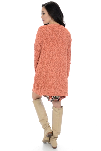 Popcorn Texture Cardi, Orange