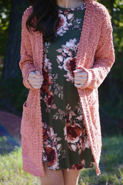 Popcorn Texture Cardi, Orange