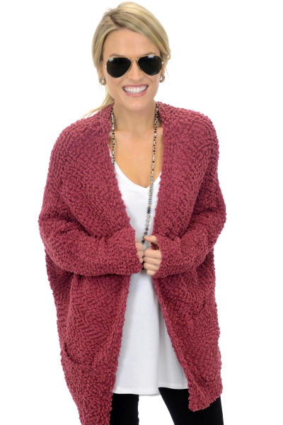 Cloudy Cardigan, Marsala - 3/4 & Long Sleeve - Tops - The Blue Door ...