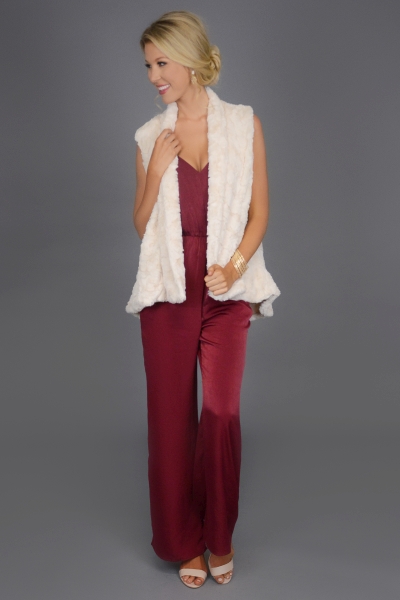 Foxy Fur Vest, Cream