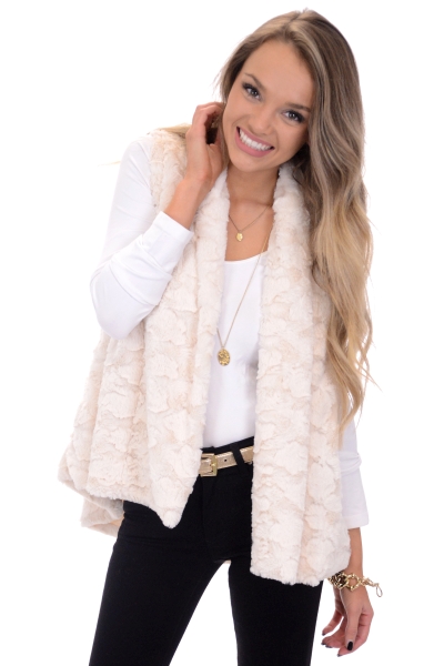 Foxy Fur Vest, Cream