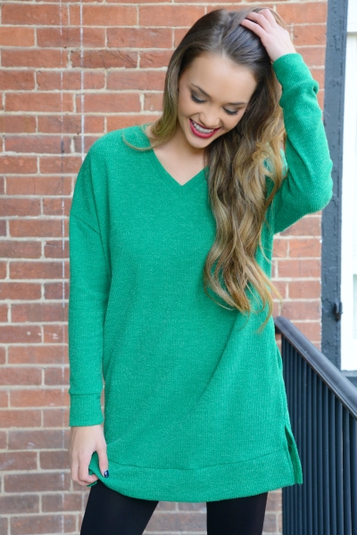 Tunic Sweater, Kelly Green