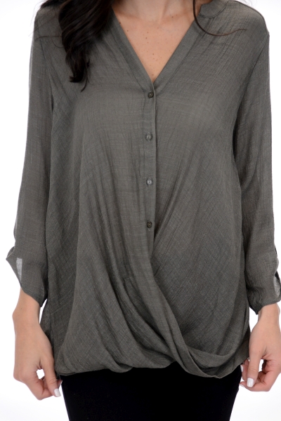 Gina Button Down, Olive