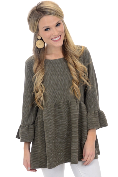 Melange Texture Babydoll, Olive