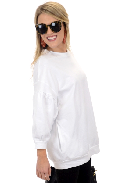 Bubble Sleeve Sweatshirt, White