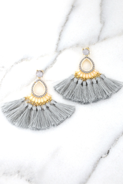 Set the Stage Earring, Gray