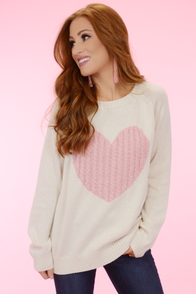 Cable Knit Heart Sweater