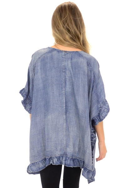 Ruffled Denim Kimono