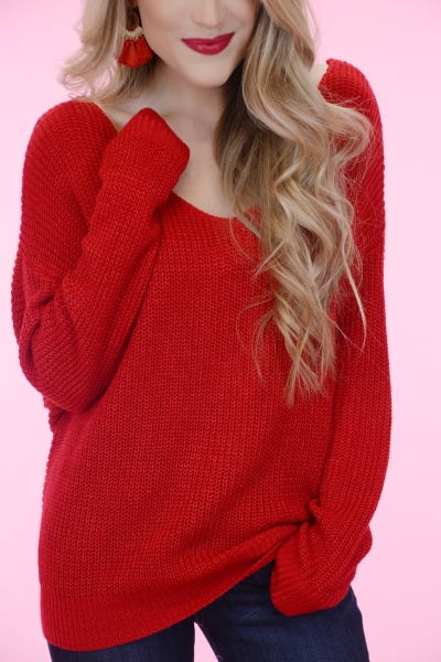 Red Twist Sweater
