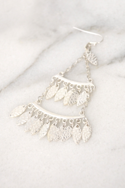 Feather Fringe Earring, Silver