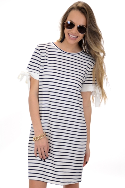 Seaside Stripe Dress, Navy