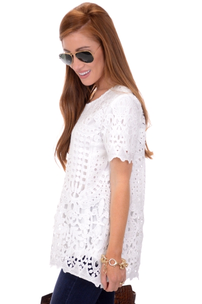Alessandra Lace Top, Off White