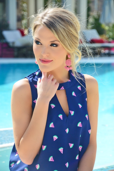 Beverly Swing Top, Navy Melon
