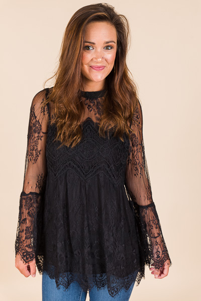 Florence Lace Top, Black