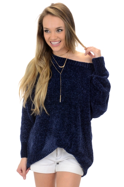 Deep Blue Chenille Sweater