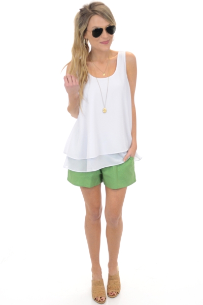 Simple Linen Shorts, Green