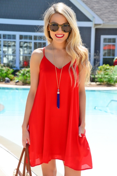 Be Bold Slip Dress, Red