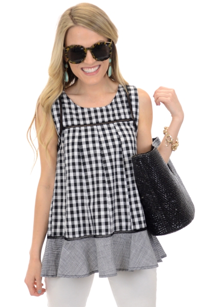 Gingham Flare Top