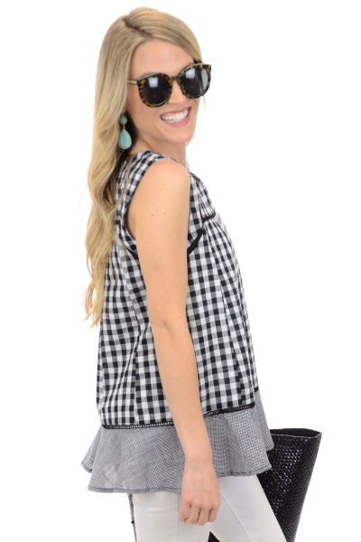 Gingham Flare Top