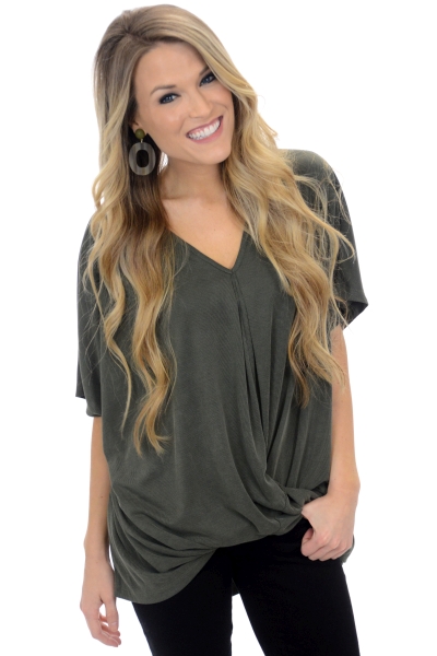 Twisted Cupro Top, Olive
