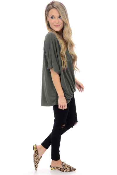 Twisted Cupro Top, Olive