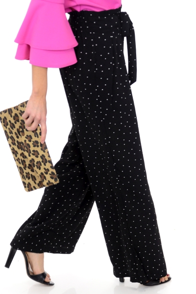 Dotted Wide Leg Pants