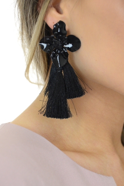 Blooming Tassel Earring, Black