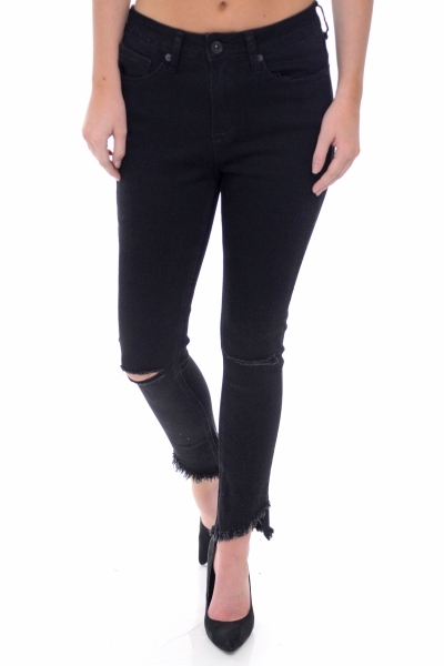 Callie Curved Hem Jeans, Black