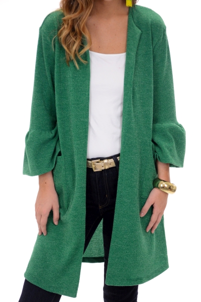 Gianna Sweater Jacket, Green - Tops - The Blue Door Boutique