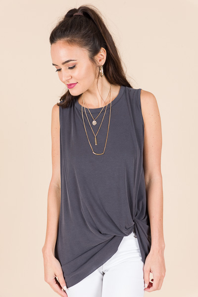 Side Knot Tank, Charcoal
