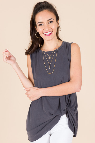 Side Knot Tank, Charcoal