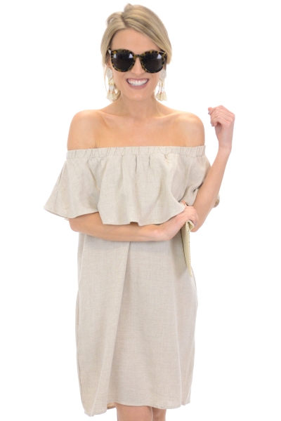 Off Shoulder Linen Dress